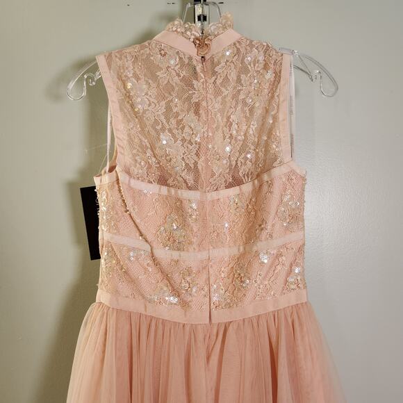 SHERRI HILL NWT Blush Pink Lace Mini Dress, Size 8 - Picture 14 of 16